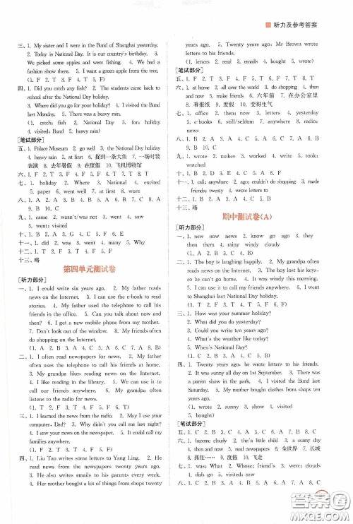 江苏凤凰美术出版社2020课时精练六年级英语上册江苏版答案 江苏凤凰美术出版社2020课时精练六年级英语上册江苏版答案
