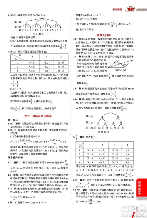 陕西人民教育出版社2020秋中学教材全解九年级数学上RJ人教版参考答案