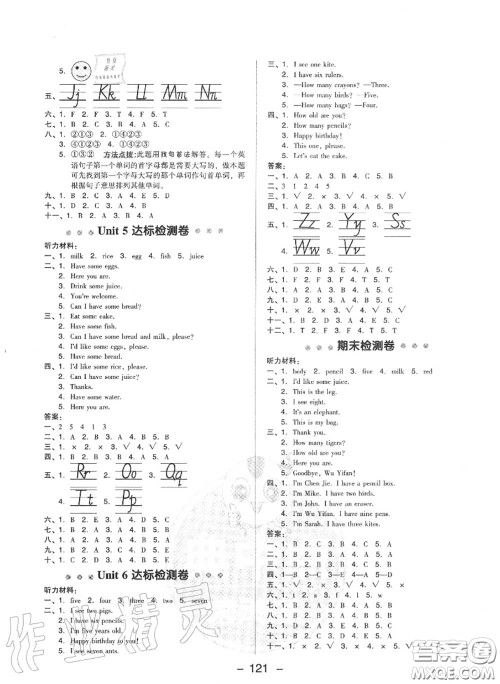 荣德基2020秋新版综合应用创新题典中点三年级英语上册人教版答案