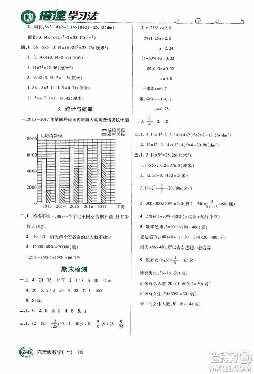 开明出版社2020万向思维倍速学习法六年级数学上册北师大版答案