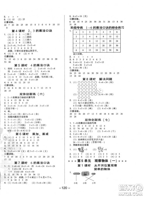 荣德基2020秋新版综合应用创新题典中点二年级数学上册人教版答案