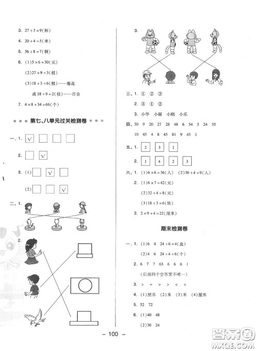 荣德基2020秋新版综合应用创新题典中点二年级数学上册苏教版答案