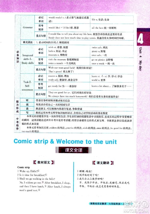2020秋新教材完全解读英语七年级上册新课标译林版参考答案