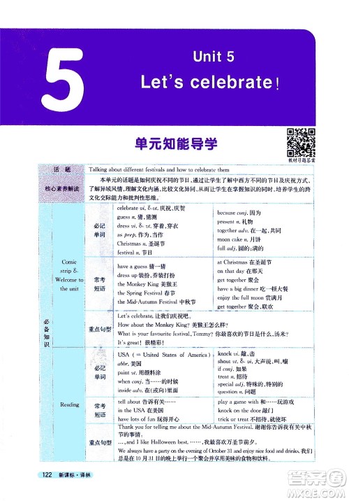 2020秋新教材完全解读英语七年级上册新课标译林版参考答案