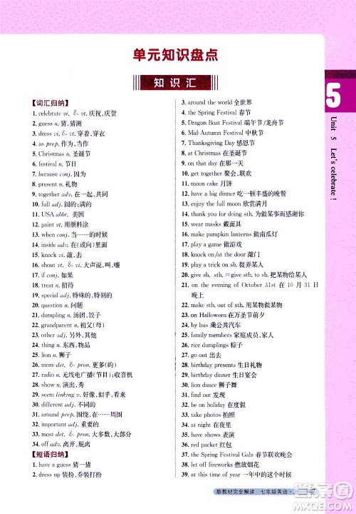 2020秋新教材完全解读英语七年级上册新课标译林版参考答案