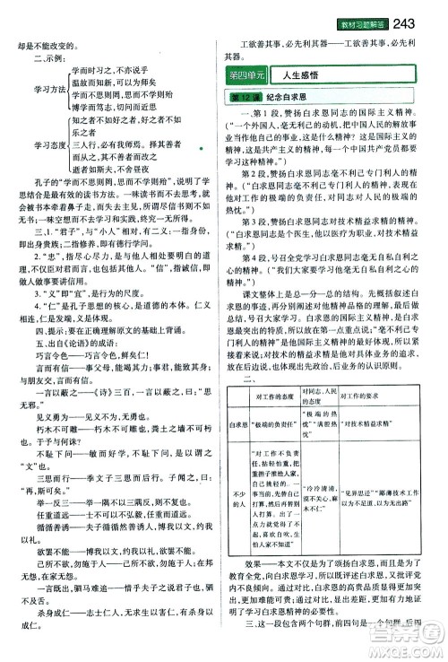 2020秋王后雄初中教材完全解读七年级上册语文RJYW人教版参考答案 2020秋王后雄初中教材完全解读七年级上册语文RJYW人教版参考答案