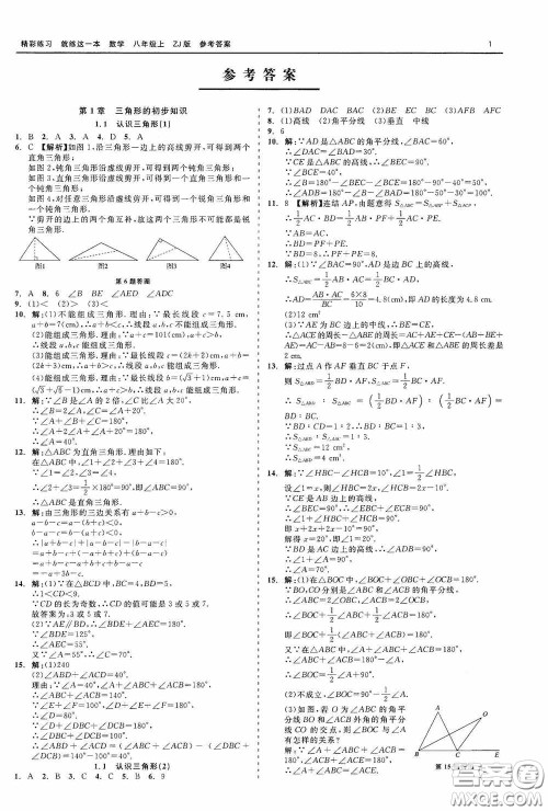 浙江工商大学出版社2020精彩练习就练这一本数学八年级上册浙教版答案
