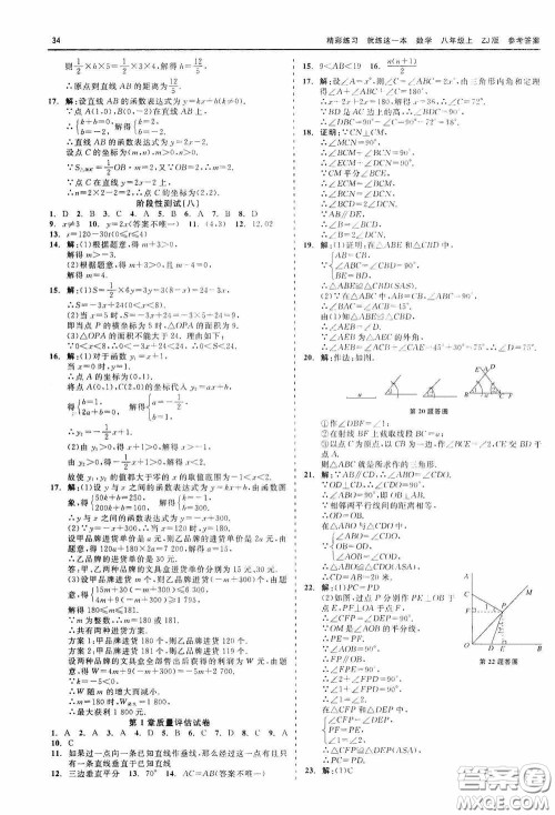 浙江工商大学出版社2020精彩练习就练这一本数学八年级上册浙教版答案