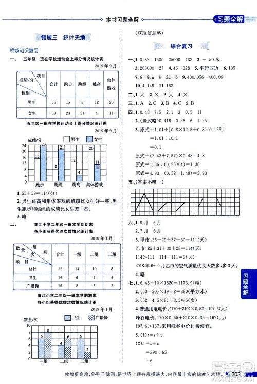 2020秋薛金星小学教材全解五年级上册数学江苏版参考答案