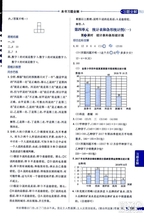 2020秋薛金星小学教材全解四年级上册数学江苏版参考答案