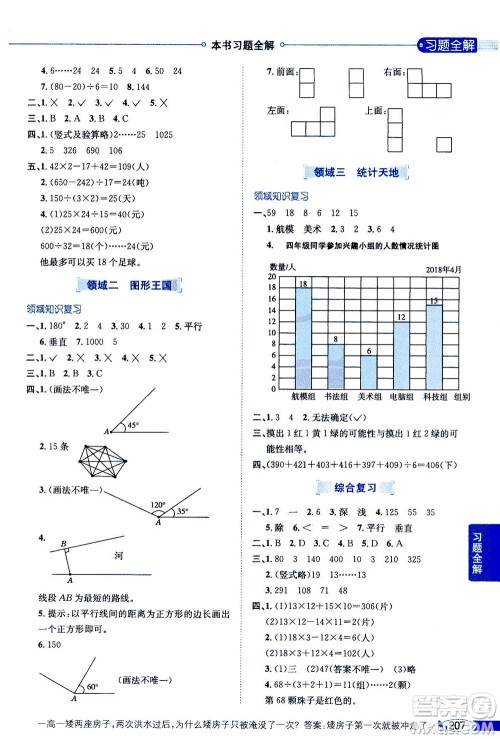 2020秋薛金星小学教材全解四年级上册数学江苏版参考答案