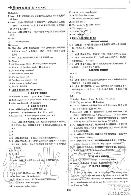 荣德基2020秋新版综合应用创新题典中点七年级英语上册外研版答案