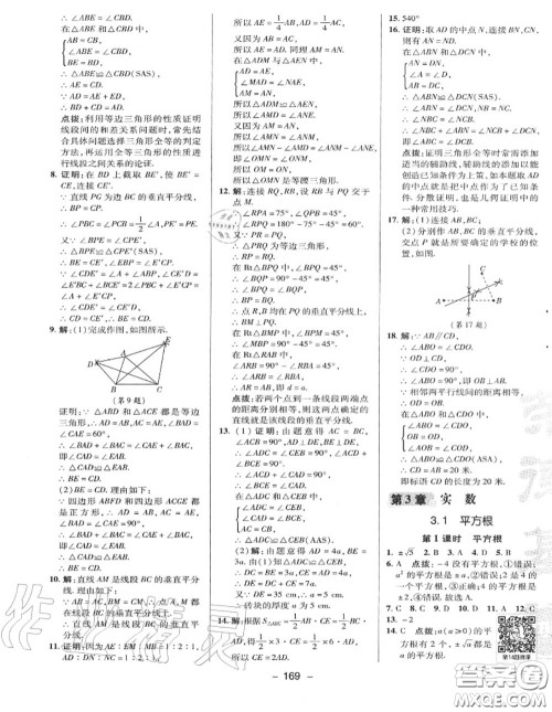 荣德基2020秋新版综合应用创新题典中点八年级数学上册湘教版答案