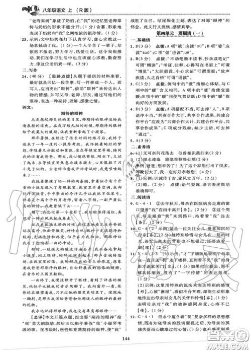 荣德基2020秋新版综合应用创新题典中点八年级语文上册人教版答案