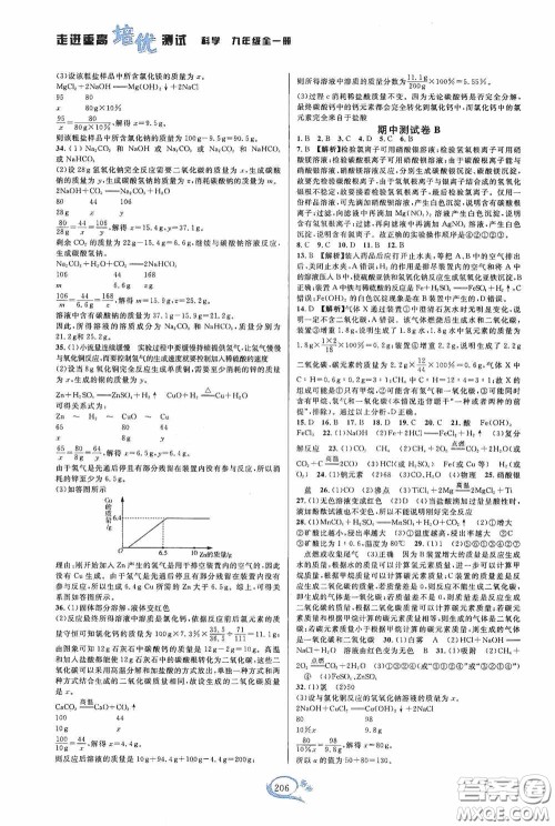 华东师范大学出版社2020走进重高培优测试九年级数学全一册浙教版双色新编版答案