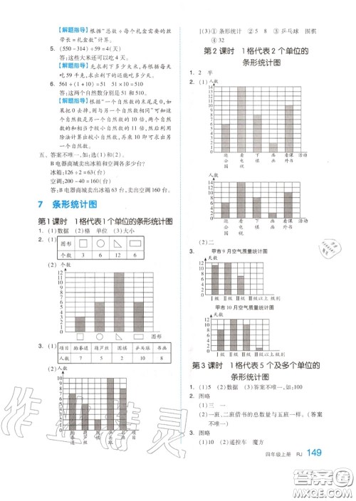 天津人民出版社2020秋全品作业本四年级数学上册人教版答案