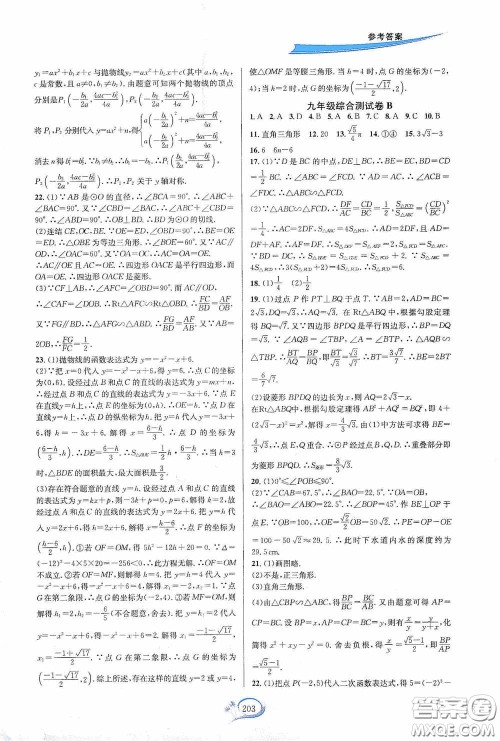 华东师范大学出版社2020走进重高培优测试九年级数学全一册浙教版答案