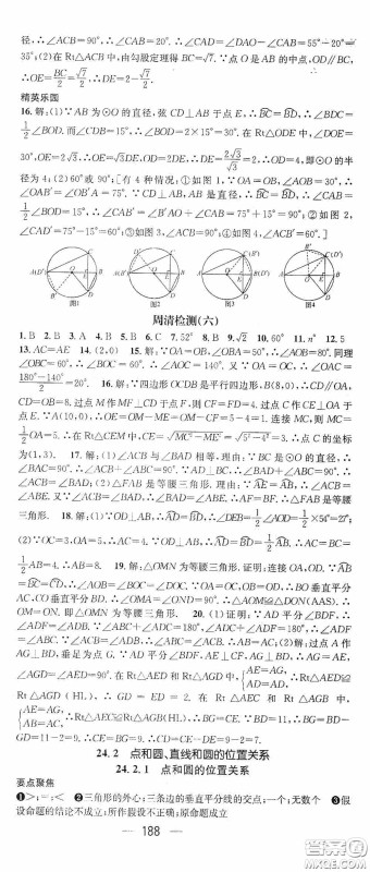 阳光出版社2020精英新课堂九年级数学上册人教版答案