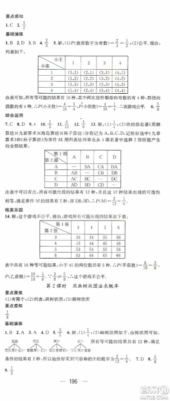 阳光出版社2020精英新课堂九年级数学上册人教版答案