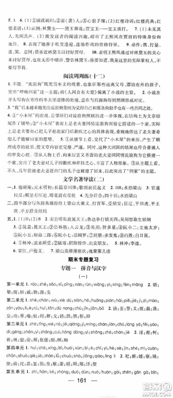 阳光出版社2020精英新课堂九年级语文上册人教版答案