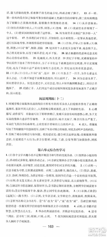 阳光出版社2020精英新课堂七年级语文上册人教版答案 阳光出版社2020精英新课堂七年级语文上册人教版答案