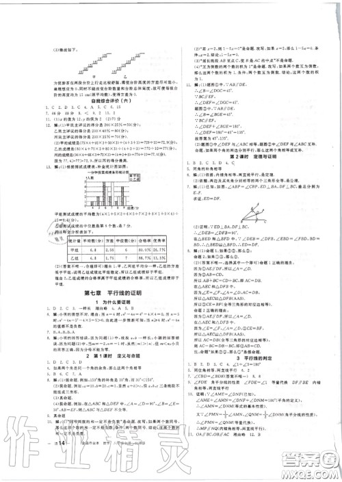 阳光出版社2020秋全品作业本八年级数学上册北师版答案