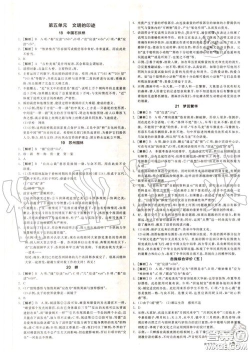 阳光出版社2020秋全品作业本八年级语文上册人教版答案