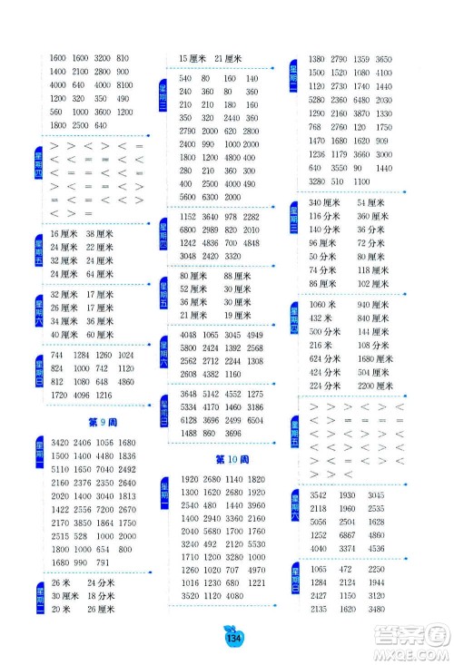 江苏人民出版社2020年小学数学计算高手三年级上册江苏专用参考答案