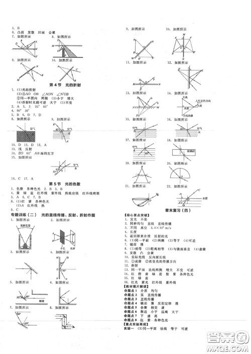 阳光出版社2020秋全品作业本八年级物理上册人教版答案