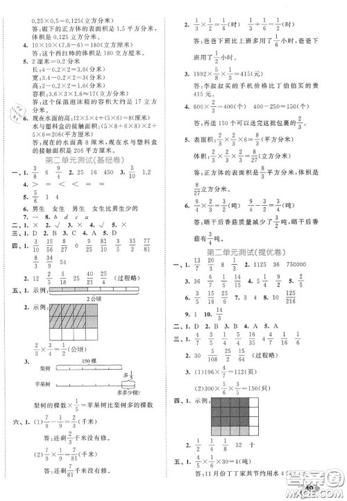 西安出版社曲一线2020秋小儿郎53全优卷六年级数学上册苏教版答案