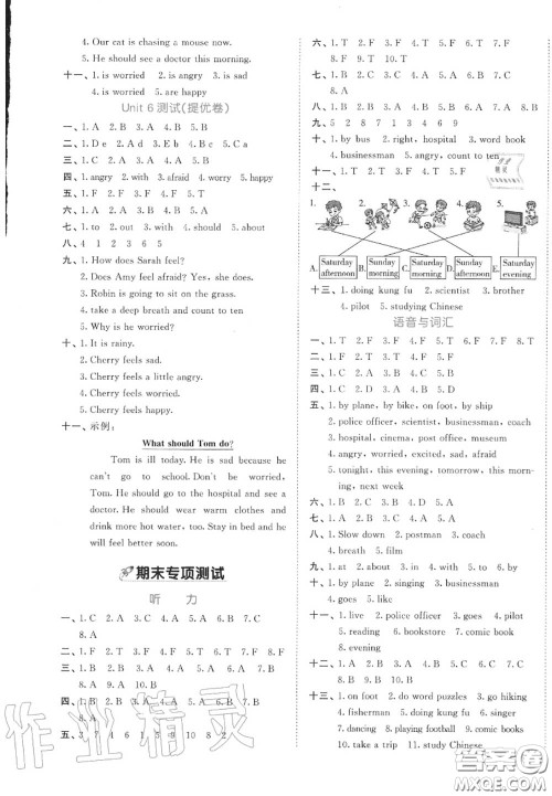 西安出版社曲一线2020秋小儿郎53全优卷六年级英语上册人教版答案