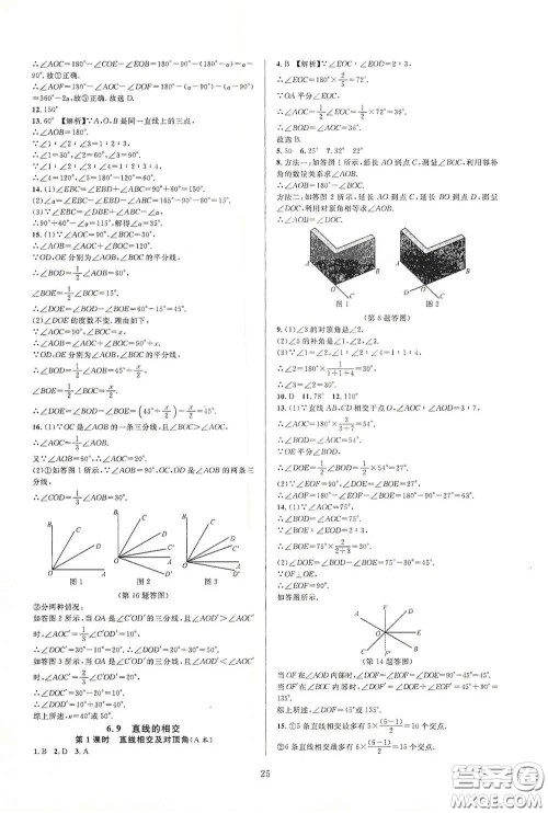 浙江教育出版社2020全优新同步七年级数学上册浙版答案