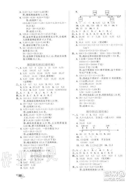 西安出版社曲一线2020秋小儿郎53全优卷五年级数学上册苏教版答案