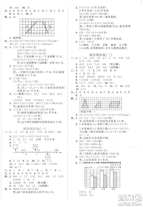 西安出版社曲一线2020秋小儿郎53全优卷五年级数学上册苏教版答案