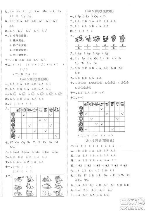 西安出版社曲一线2020秋小儿郎53全优卷三年级英语上册人教版答案