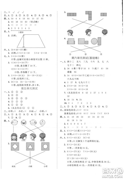 西安出版社曲一线2020秋小儿郎53全优卷二年级数学上册人教版答案