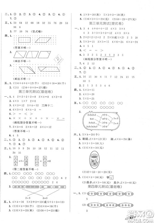 西安出版社曲一线2020秋小儿郎53全优卷二年级数学上册苏教版答案