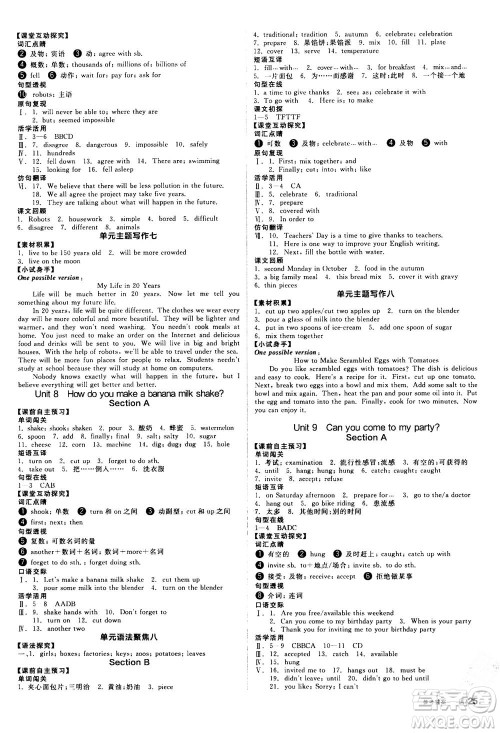 阳光出版社2020年全品学练考八年级上册英语新课标RJ人教版参考答案 阳光出版社2020年全品学练考八年级上册英语新课标RJ人教版参考答案