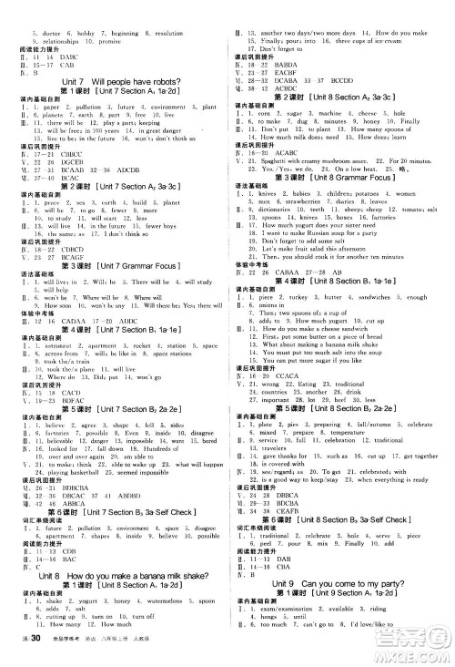 阳光出版社2020年全品学练考八年级上册英语新课标RJ人教版参考答案 阳光出版社2020年全品学练考八年级上册英语新课标RJ人教版参考答案