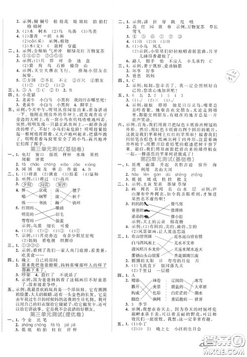 西安出版社曲一线2020秋小儿郎53全优卷二年级语文上册人教版答案