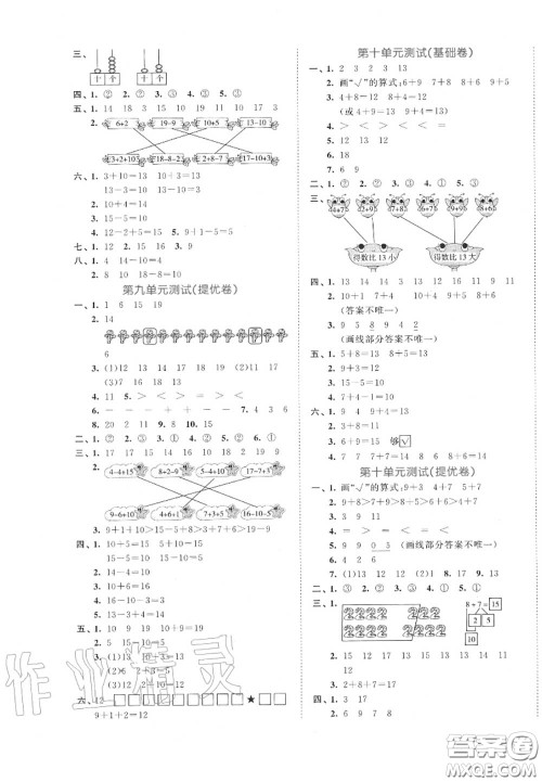 西安出版社曲一线2020秋小儿郎53全优卷一年级数学上册苏教版答案 西安出版社曲一线2020秋小儿郎53全优卷一年级数学上册苏教版答案