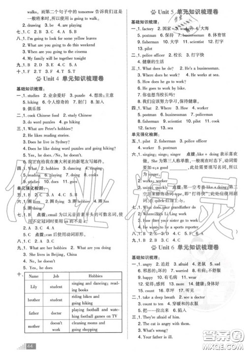 吉林教育出版社2020秋荣德基好卷六年级英语上册人教版答案