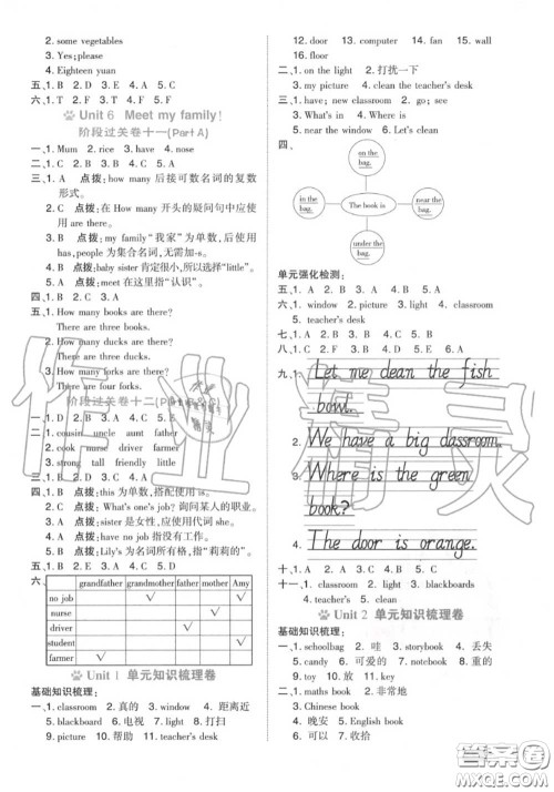 吉林教育出版社2020秋荣德基好卷四年级英语上册人教版答案