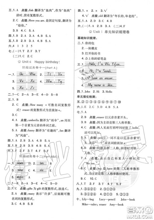 吉林教育出版社2020秋荣德基好卷三年级英语上册人教版答案 吉林教育出版社2020秋荣德基好卷三年级英语上册人教版答案