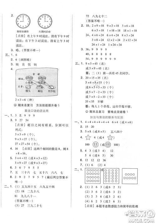 吉林教育出版社2020秋荣德基好卷二年级数学上册人教版答案