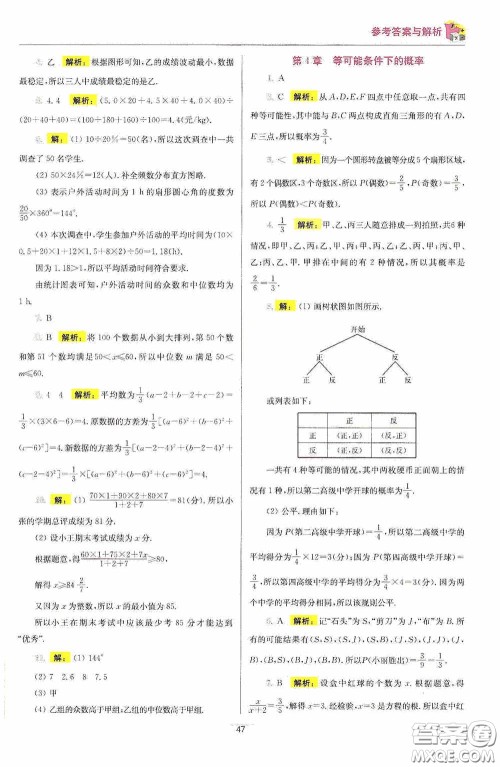 小题狂做2020提优小帮手初中数学期末抢分九年级上册答案