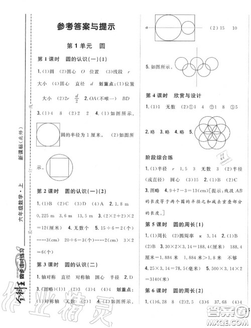 2020秋全科王同步课时练习六年级数学上册北师版答案