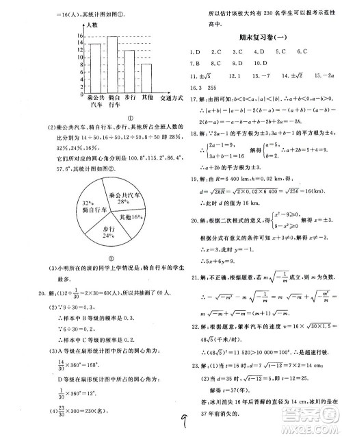 北京教育出版社2020年新课堂AB卷单元测试数学八年级上华东师大版参考答案