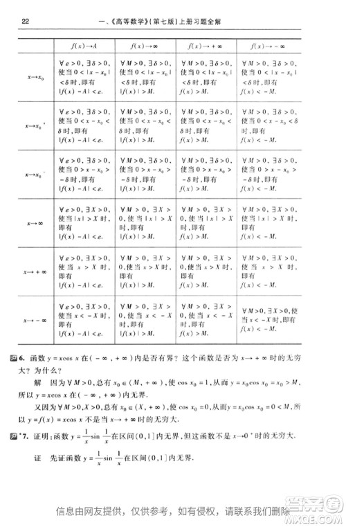 高等教育出版社2020高等数学第七版上册课后习题答案 高等教育出版社2020高等数学第七版上册课后习题答案