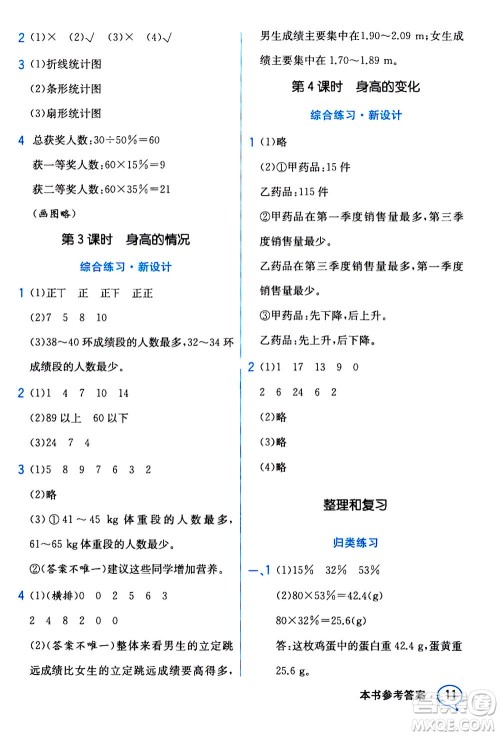 现代教育出版社2020年教材解读数学六年级上册BS北师版参考答案